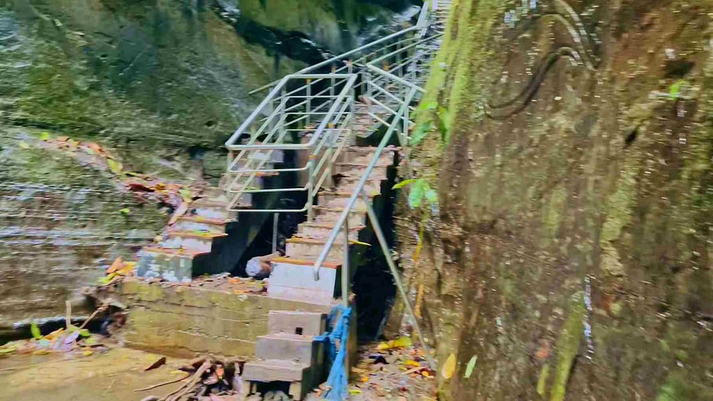 Climbing Stairs to Chabimura's Sacred Cave